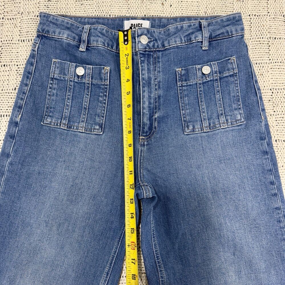 PAIGE Anessa Jeans Womens 31 High Rise Ankle Wide Leg Patch Pocket Blue - Picture 8 of 10